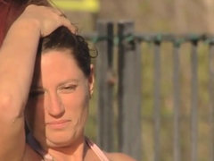 Hot busty brunette is receiving oral sex